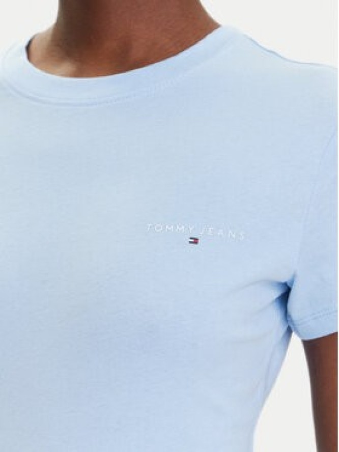 Tommy Jeans T-Shirt Linear DW0DW21164 Błękitny Slim Fit