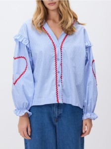 Koszula z kontrastową wstawką - jasnoniebieski