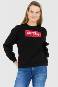 KENZO Czarna bluza damska z aplikacją z logo, Rozmiar M