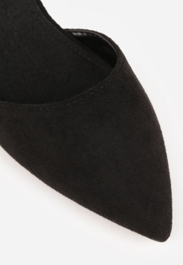 Czarne Czółenka na Obcasie Vices ze Skórzaną Wkładką i Ozdobnym Paskiem Nurisella