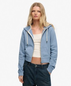 superdry Essential Logo Cropped Zip Hoodie – 100% bawełna, relaxed fit – Tidal