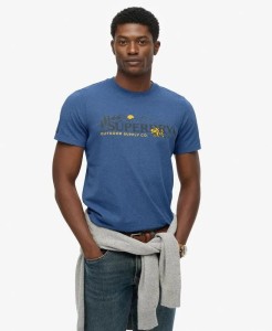superdry Outdoor Scene Relaxed T-Shirt – luźne dopasowanie – Jeans Blue Marl