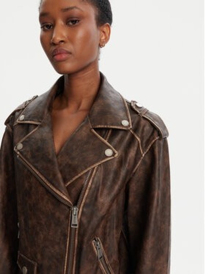 Guess Kurtka z imitacji skóry W5YL04 WHDI0 Brązowy Regular Fit