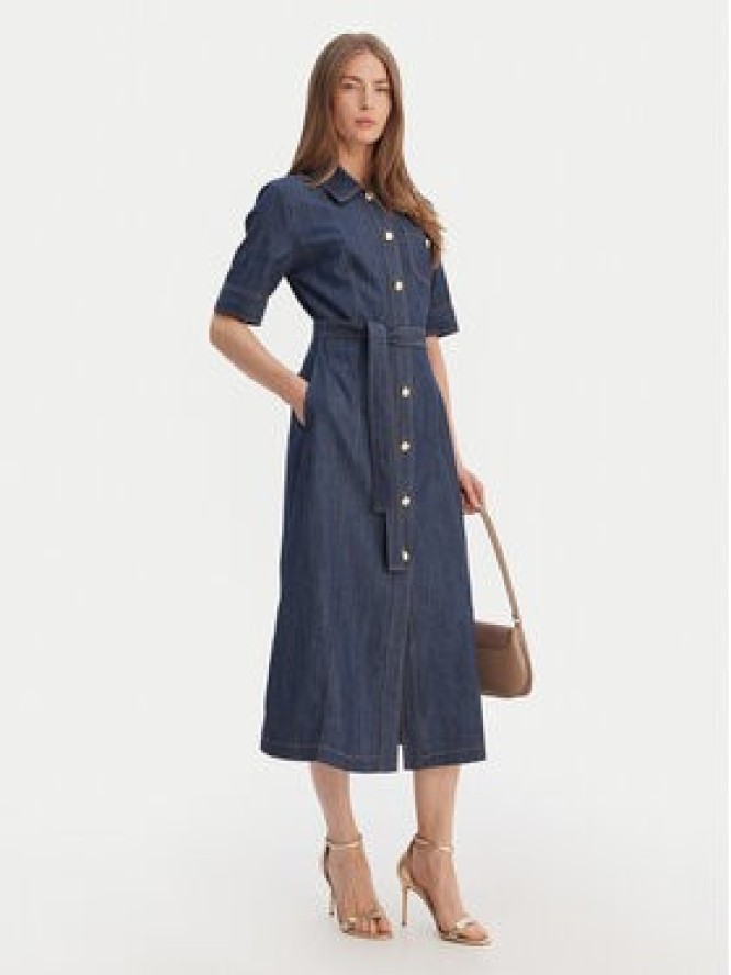 Luisa Spagnoli Sukienka jeansowa Periodico 542815 Granatowy Regular Fit