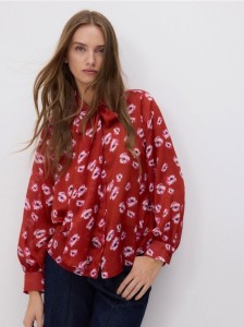 Koszula z ozdobnym wiązaniem - wielobarwny