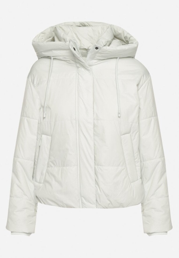 Miętowa Pikowana Kurtka z Kapturem i Lekkim Ociepleniem Ninirila