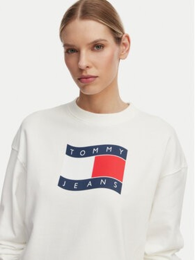 Tommy Jeans Bluza Wavy Flag DW0DW22742 Biały Boxy Fit