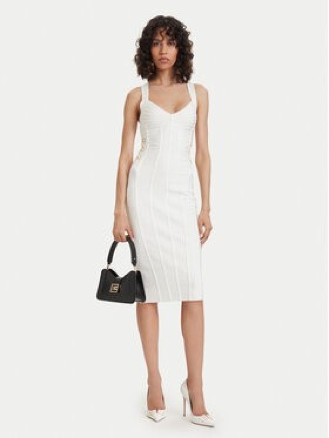 Elisabetta Franchi Sukienka koktajlowa AM-24D-62E2-V790 Biały Slim Fit