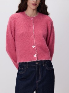 Kardigan z ozdobnymi guzikami - różowy