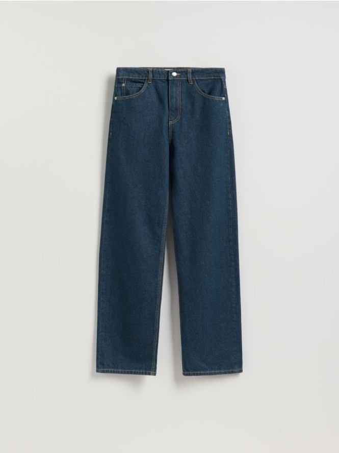 Jeansy wide leg - granatowy