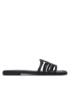 Tommy Hilfiger Klapki Th Script Flat Mule Lth FW0FW09368 Czarny
