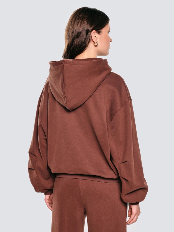 Bluza damska rozpinana z kapturem brązowa Marta 804