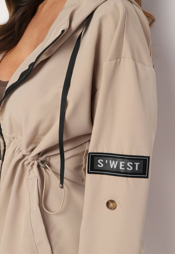 Beżowa Kurtka Wiatrówka Oversize Fetteni