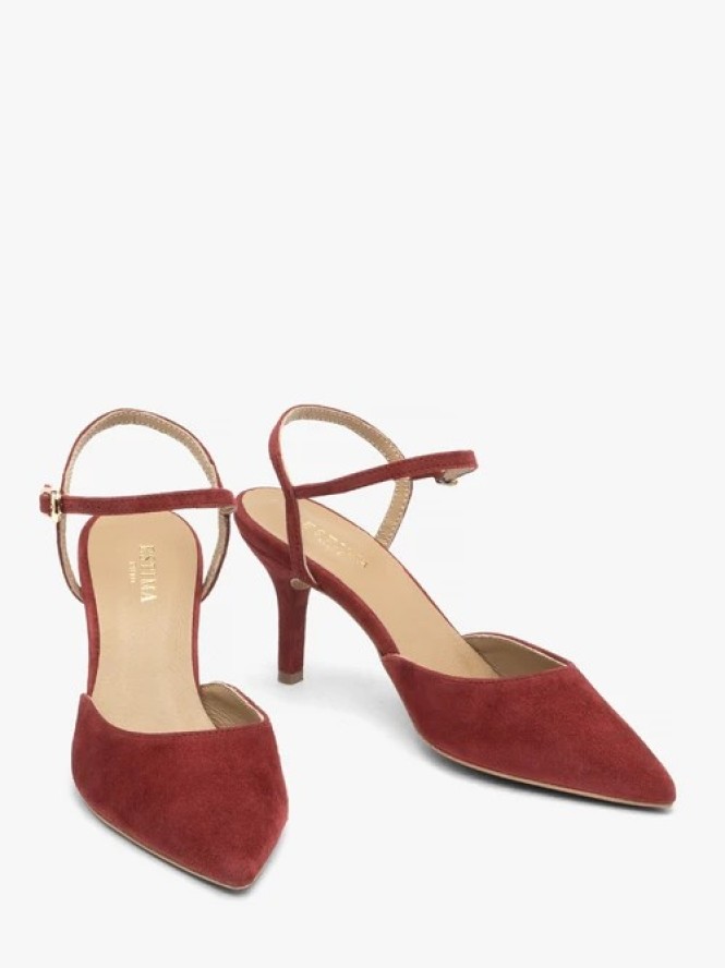 Bordowe czółenka slingback bez pięty