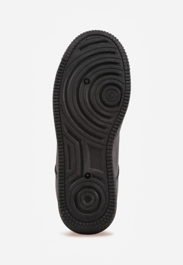 Czarne Sneakersy Sznurowane na Grubej Podeszwie Taleith