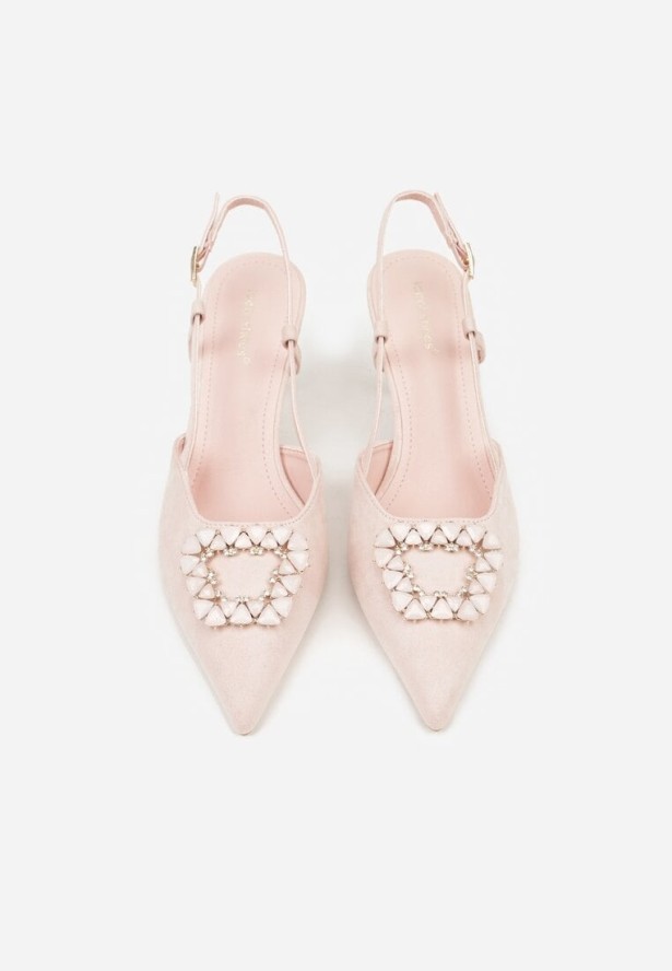 Różowe Sandały na Szpilce z Cyrkoniową Klamrą Elinvyra