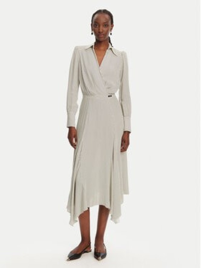 Elisabetta Franchi Sukienka koszulowa AB86552E2 E84 Écru Regular Fit