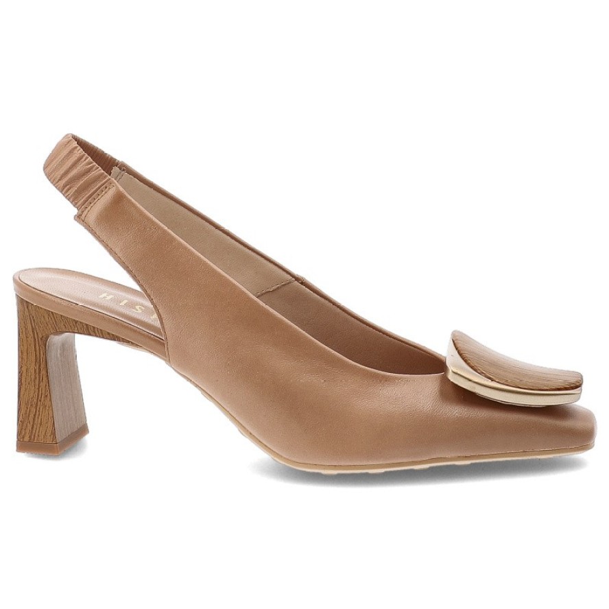 Sandały damskie Hispanitas, cholewka ze skóry naturalnej gładkie wykończenie elegancka klamra na przodzie stabilny obcas zapewniający komfort noszeni