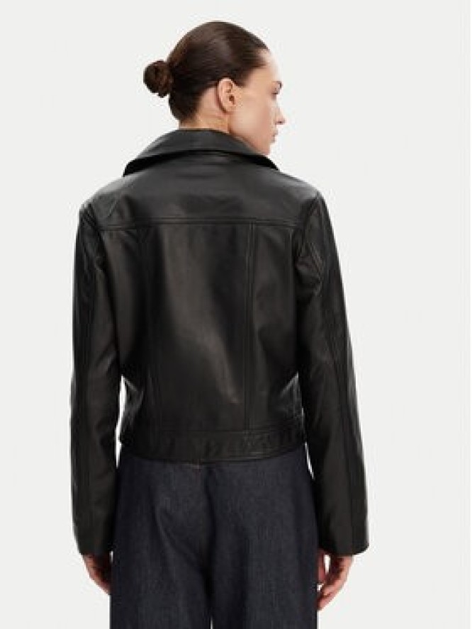 French Connection Kurtka skórzana 7DZI5 Czarny Regular Fit