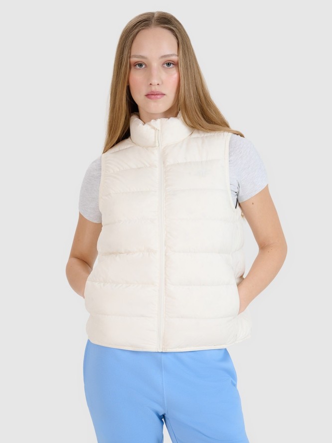 4F Bezrękawnik puchowy z wypełnieniem naturalnym damski - biały L