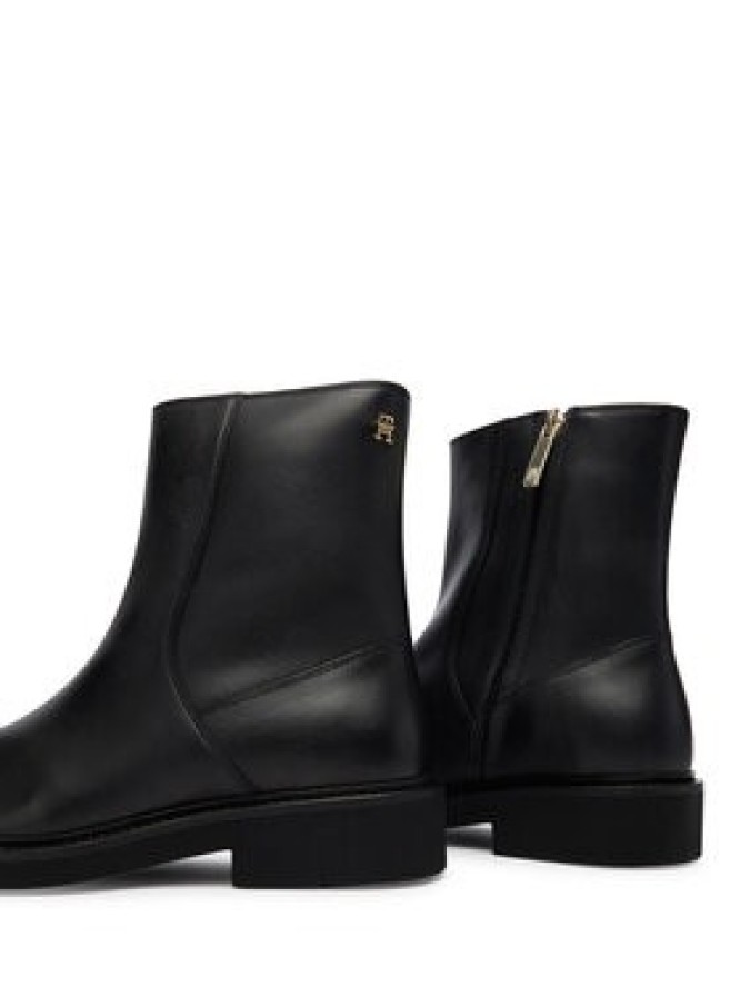 Tommy Hilfiger Botki Th Square Toe Leather Bootie FW0FW09046 Czarny