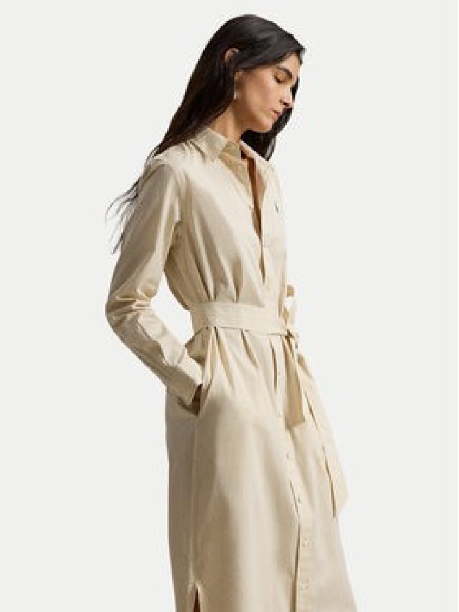 Polo Ralph Lauren Sukienka koszulowa 211A96362002 Beżowy Regular Fit