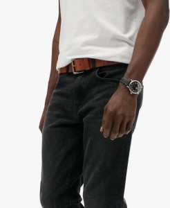 superdry Jeansy Vintage Slim Straight z Bawełny Organicznej Worn Black
