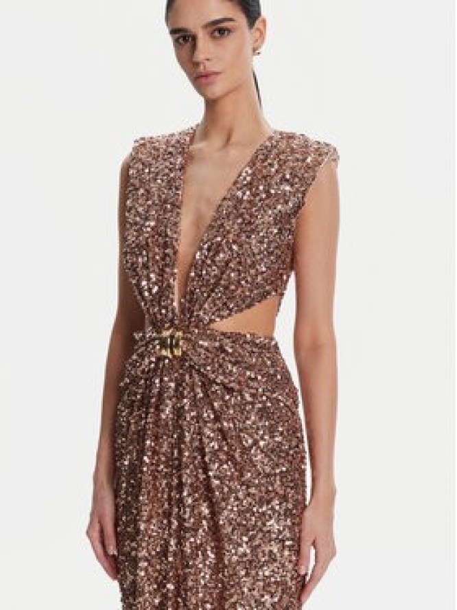 Elisabetta Franchi Sukienka wieczorowa ABR4852E2 181 Brązowy Regular Fit