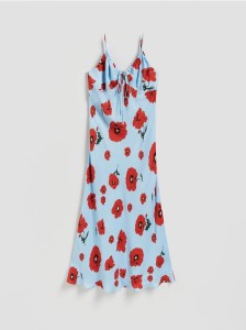 Sukienka midi w kwiaty - jasnoniebieski