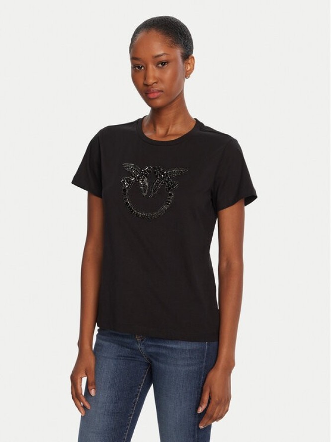 PINKO T-Shirt Quentin 100535 A2RN Czarny Regular Fit