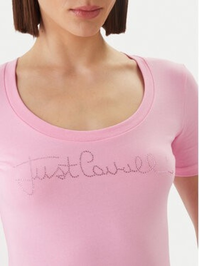 Just Cavalli T-Shirt 80PAHE22 CJ112 Różowy Slim Fit