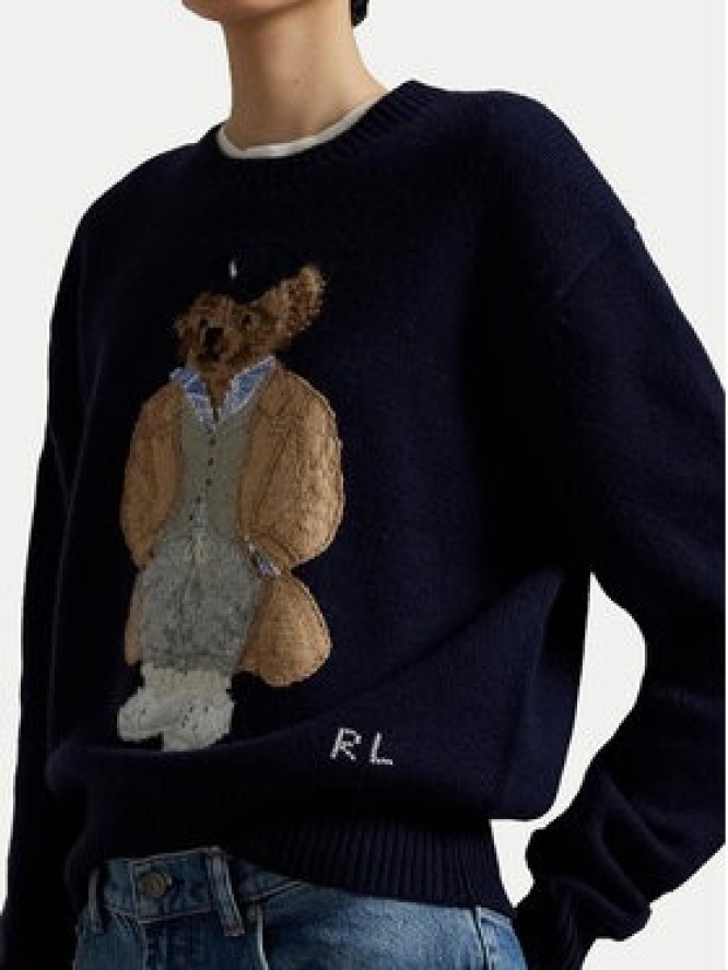 Polo Ralph Lauren Sweter 211972139001 Granatowy Relaxed Fit