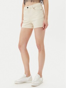 Noisy May Szorty jeansowe Moni 27029546 Beżowy Slim Fit