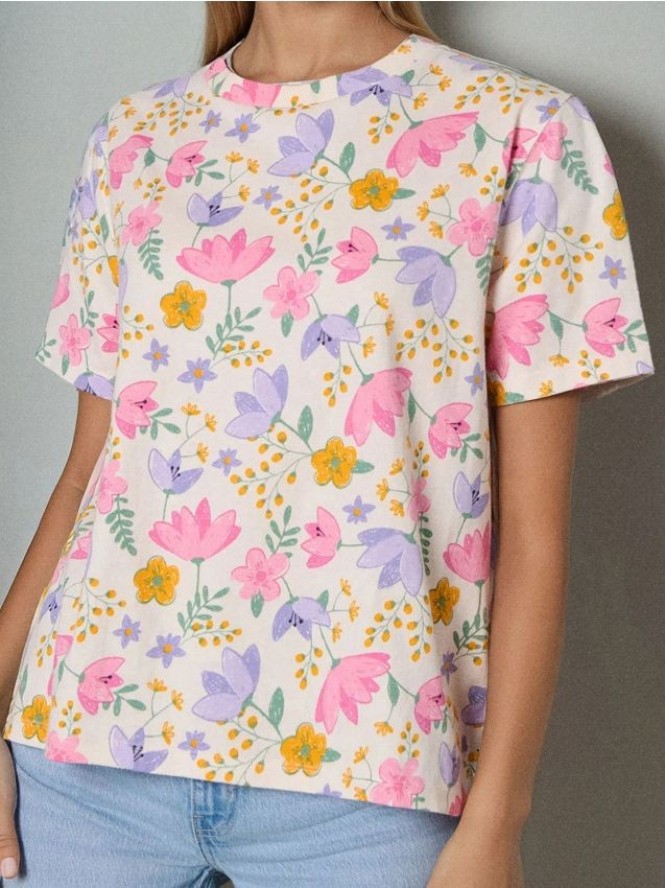 Bawełniana koszulka z nadrukiem - wielobarwny