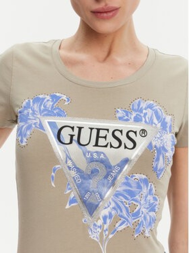 Guess T-Shirt W5GI08 J1314 Khaki Slim Fit