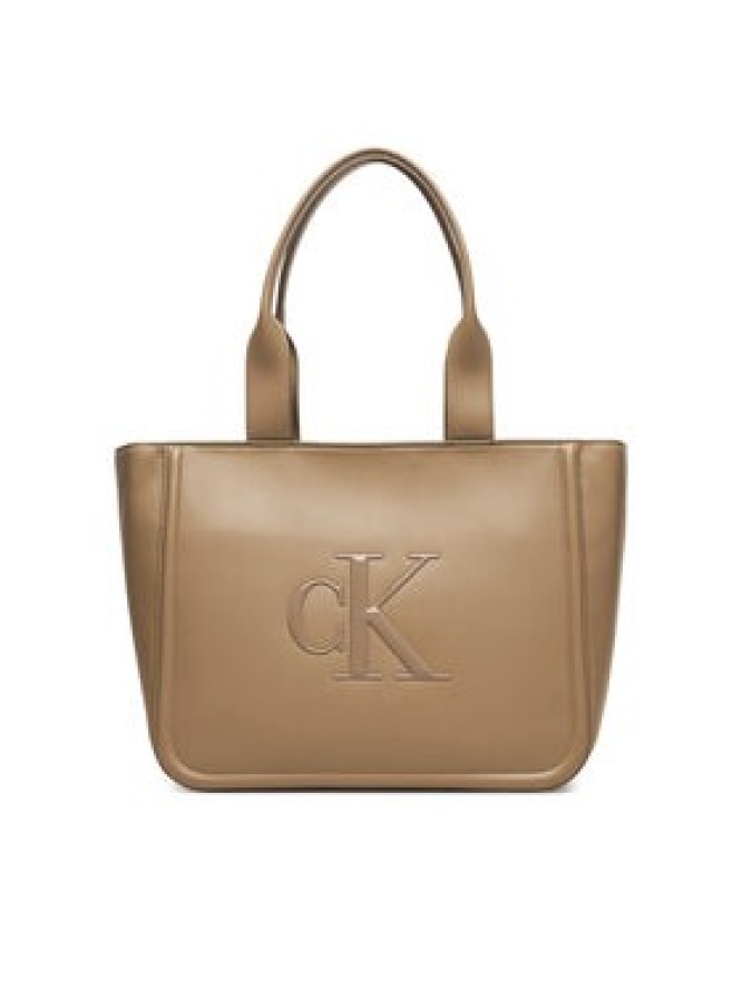 Calvin Klein Torebka Bold Ck Medium Tote LV04F3218G Beżowy