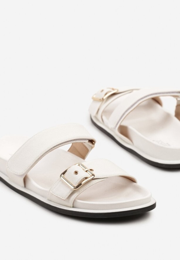 Białe Klapki z Dwoma Paskami Navolssa