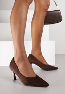 Brązowe Czółenka Vices na Klepsydrze z Wkładką ze Skóry Naturalnej Dodvira