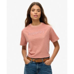 Luźna koszulka z logo Emb Core z bawełny