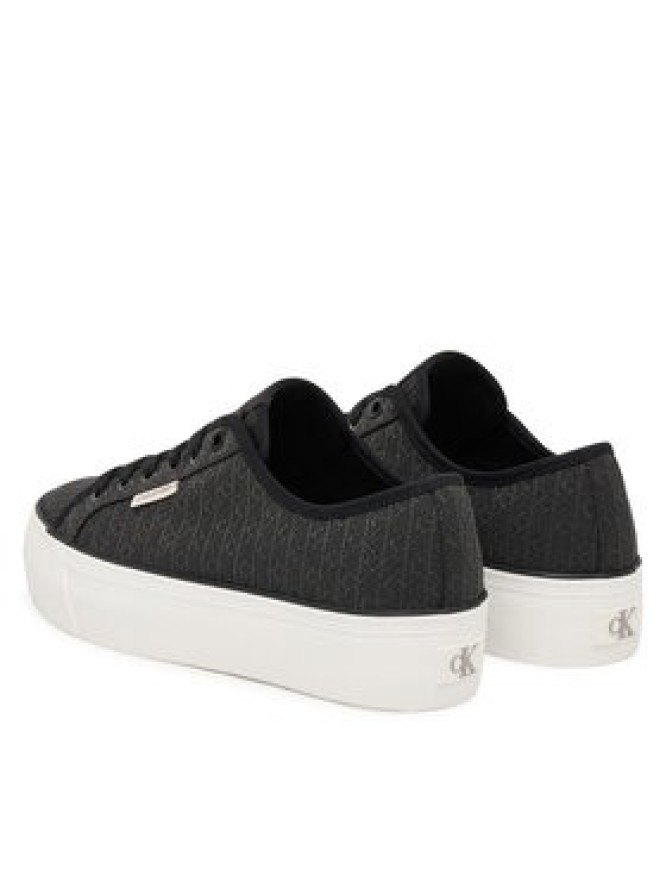 Calvin Klein Sneakersy Vulc Flatf Laceup Jaq Aop HW0HW03265 Czarny