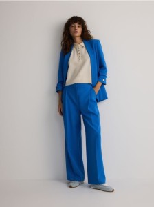 Szerokie spodnie z kantem - niebieski