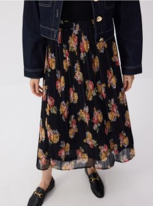 Plisowana spódnica midi - wielobarwny