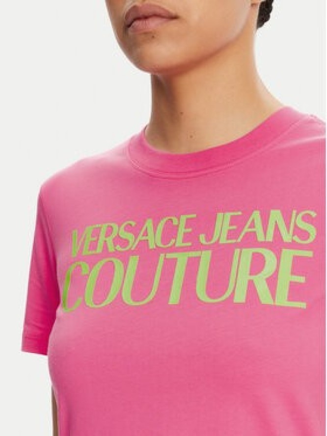 Versace Jeans Couture T-Shirt 78HAHE05 Różowy Regular Fit