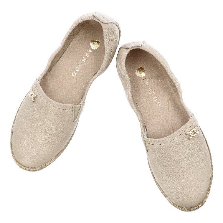 Beżowe Baleriny Armodo Modne Wsuwane Obuwie Damskie