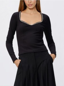 Bluzka z błyszczącą aplikacją - czarny