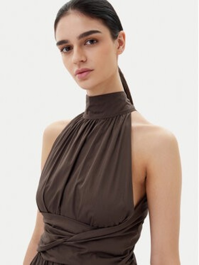 ViCOLO Sukienka koktajlowa TD0606 Brązowy Regular Fit