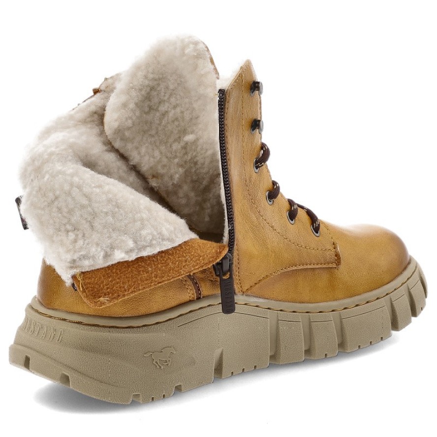 Żółte Botki Mustang Stylowe Ciepłe Obuwie Damskie