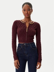 Elisabetta Franchi Kardigan MK-29B-56E2-V450 Bordowy Regular Fit