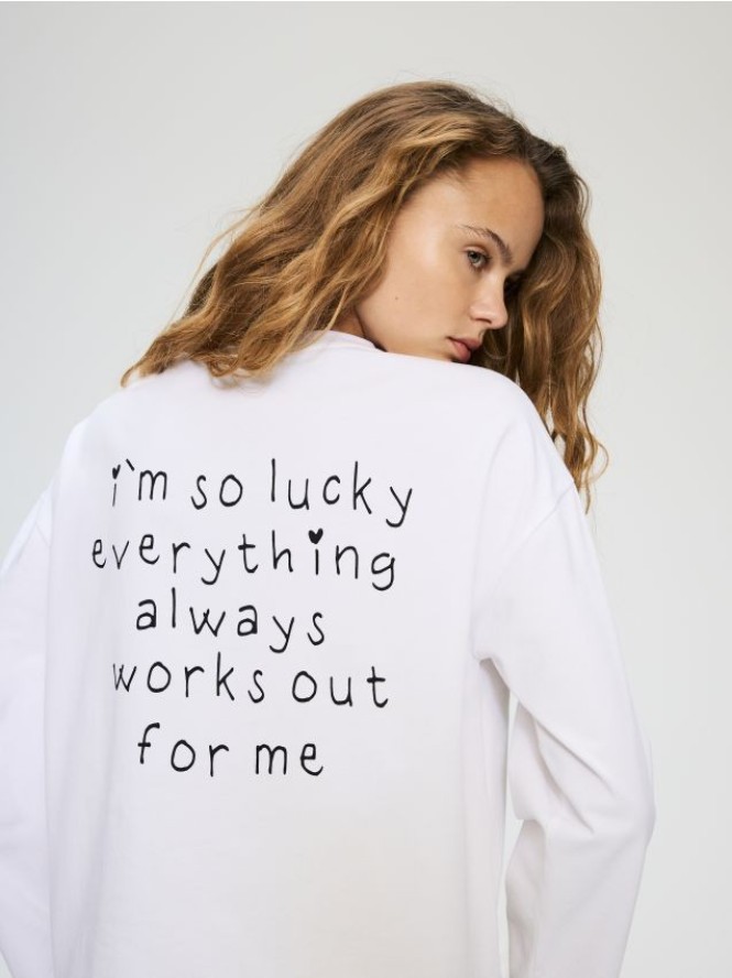 Longsleeve z napisami - biały