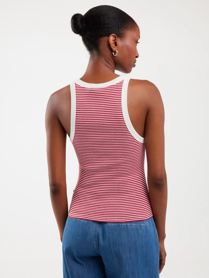 Koszulka damska na ramiączkach w prążek biało-czerwona Livia 603
